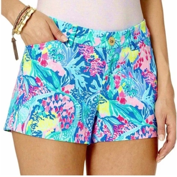 NEW Lilly Pulitzer Callahan Stretch 5” Inseam Short in Mermaids Cove—size 0 - Picture 1 of 13